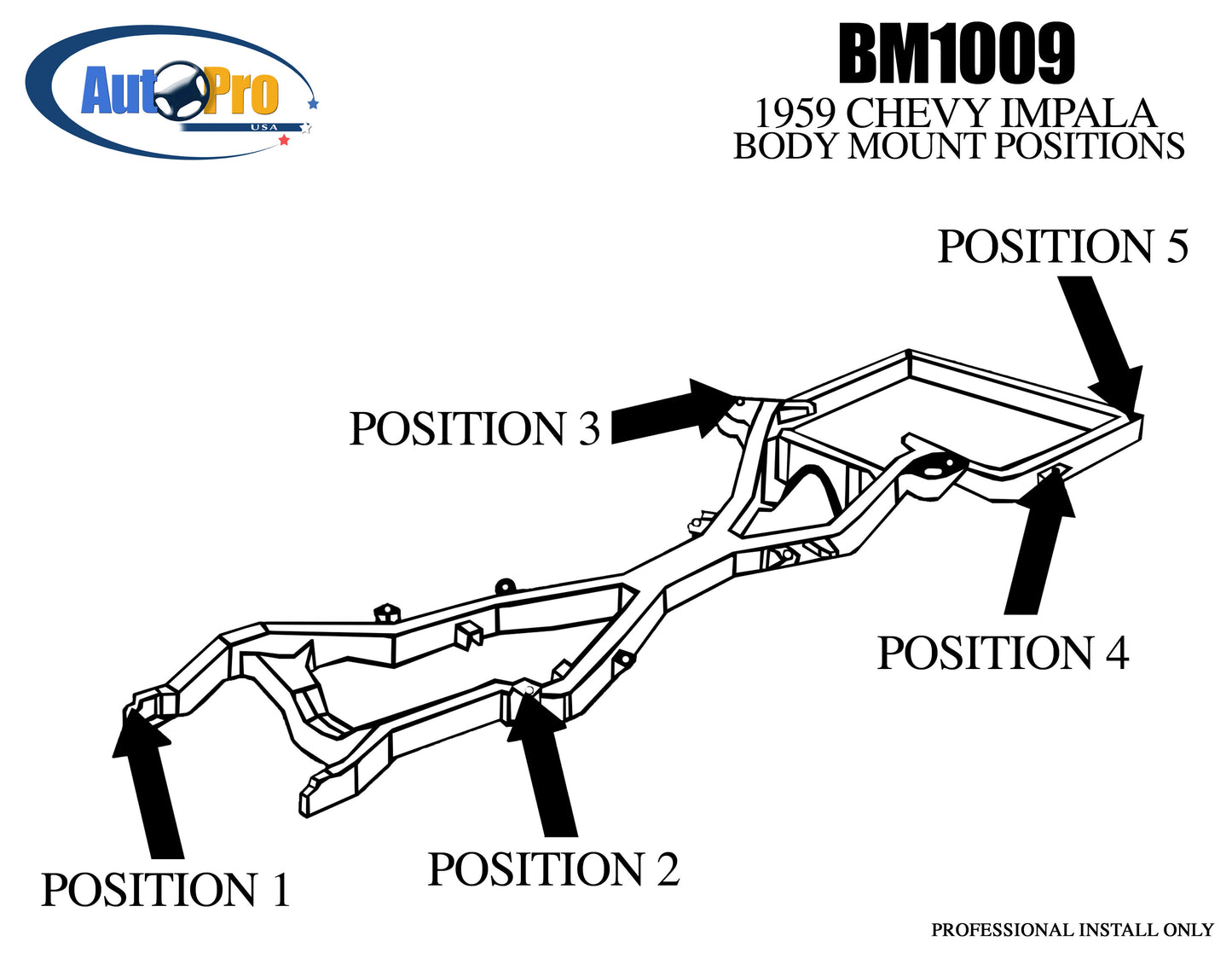 1959 Chevy Impala Sedan & Hard Top Body Mount Kit, BM1009
