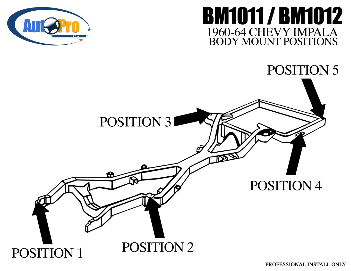 1960-1964 Chevrolet Impala Convertible Body Mount Rubber Kit, BM1012