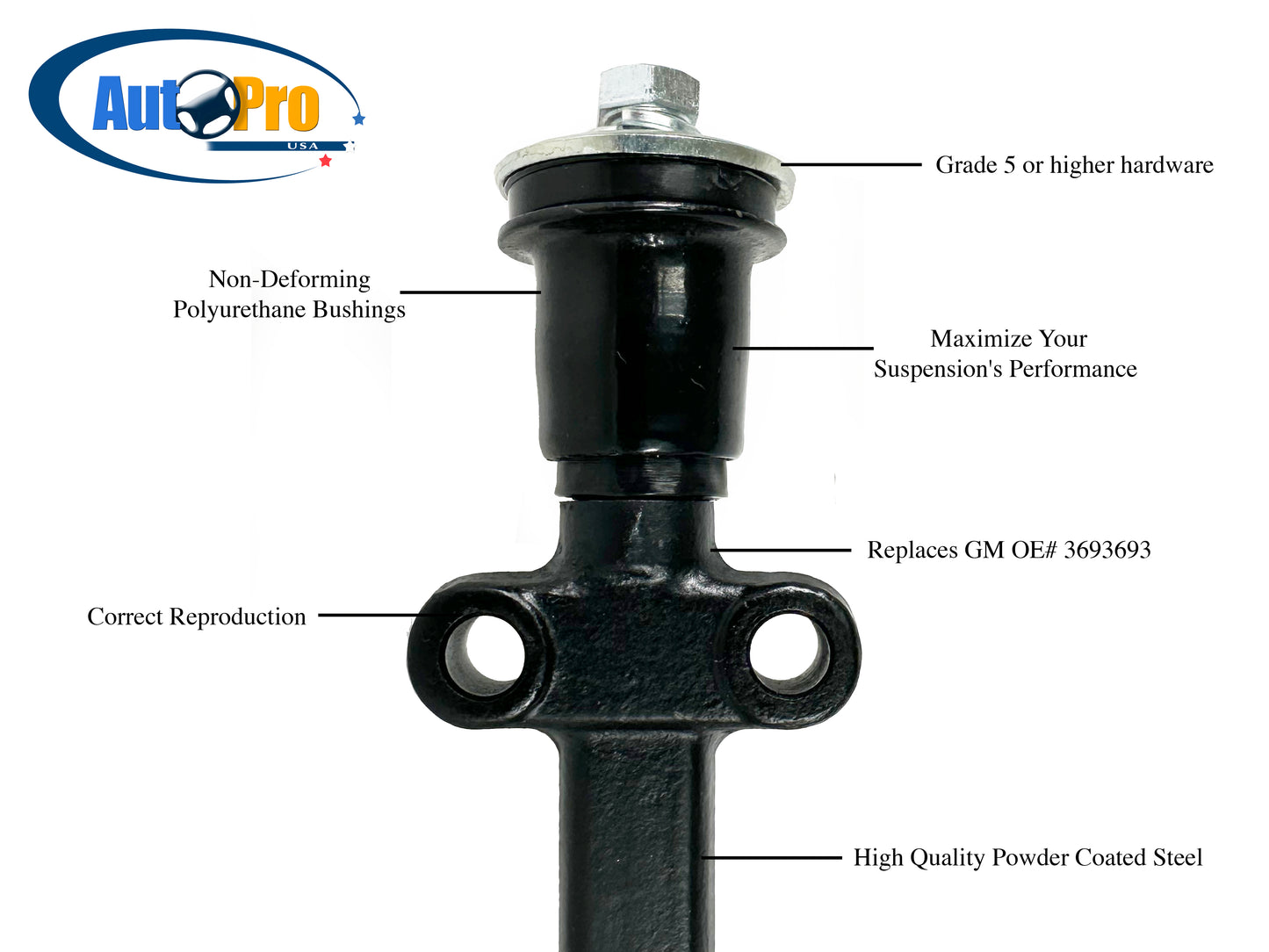 1963-1982 C2 / C3 Corvette Lower Control Arm Shaft Kit with Poly Bushings CAS1003ASSM-POLY