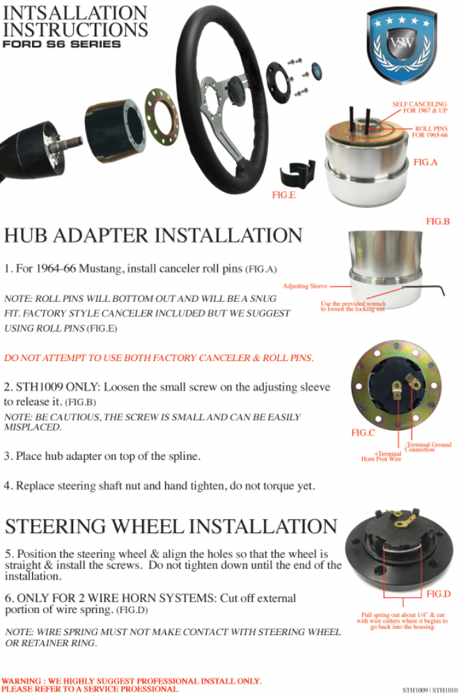 Ford S6 Steering Wheel Instructions