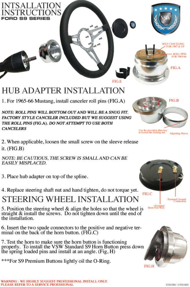 Ford S9 Steering Wheel Instructions