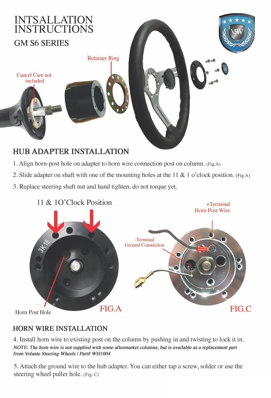 GM S6 Steering Wheel Instructions
