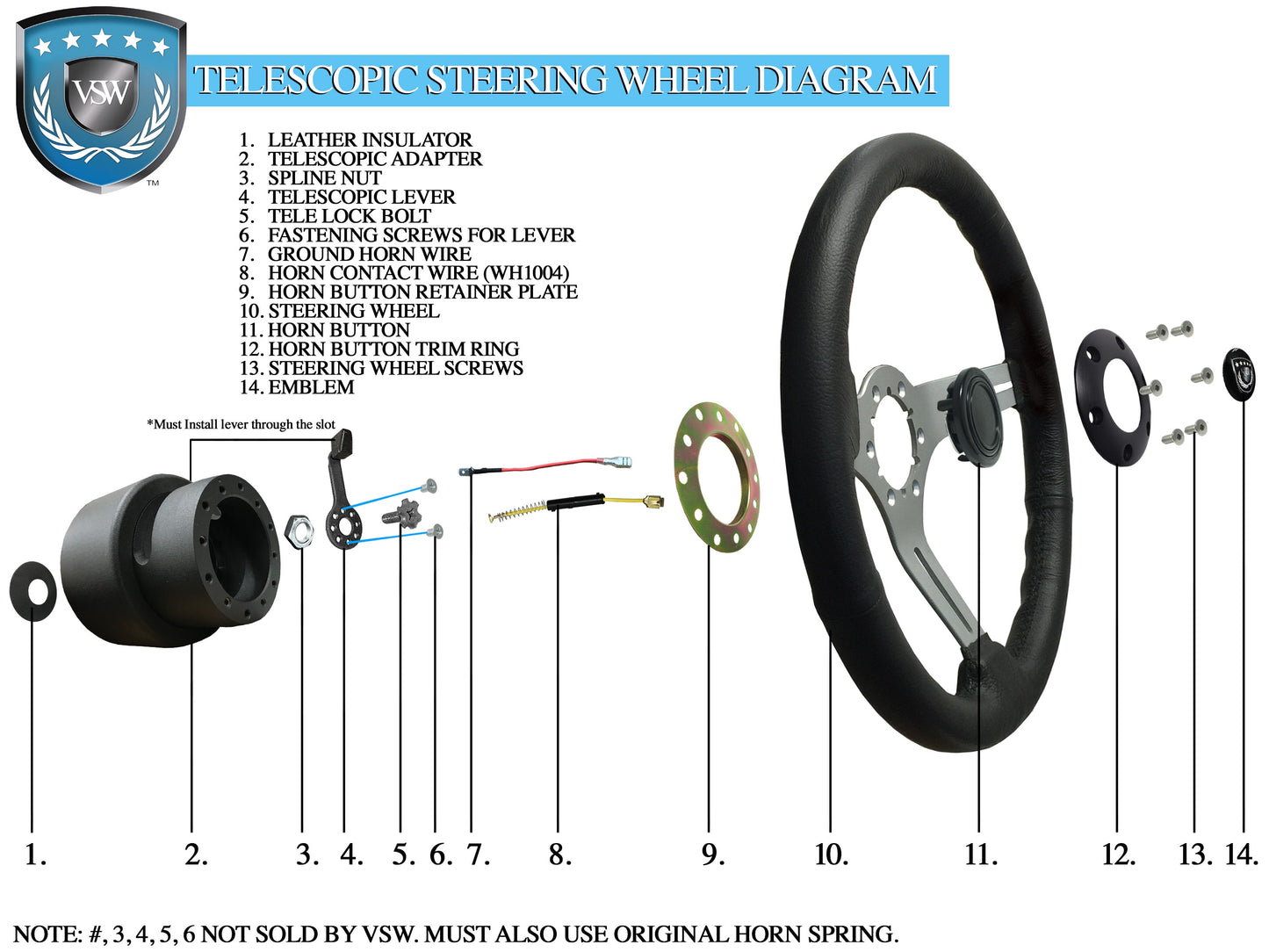 GM S6 & S9 Telescopic Steering Wheel Diagram