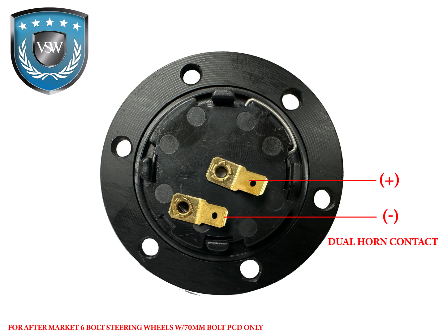 Ford Mustang 14" Black Leather Steering Wheel 6-Bolt, Black Aluminum