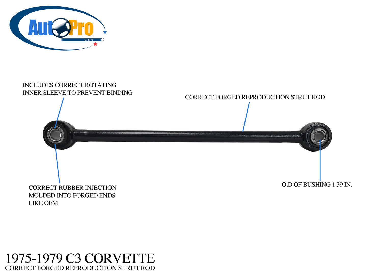 1975-79 C3 Corvette OE Style Strut Rod, SR1002