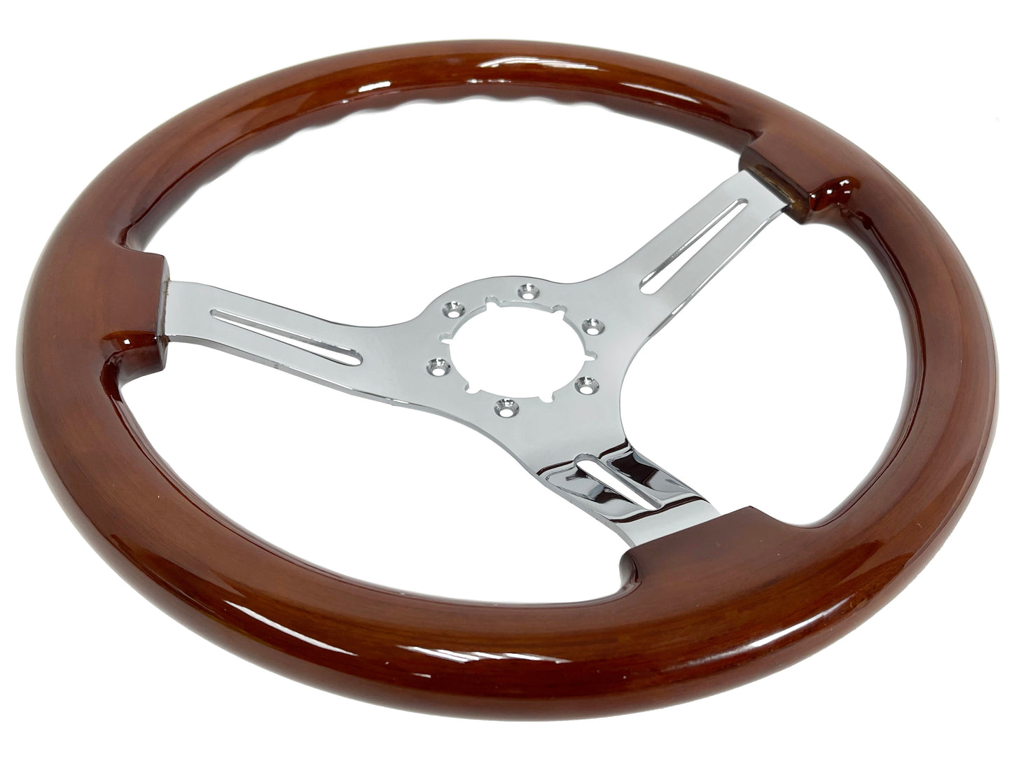 Volkswagen 14" Mahogany Steering Wheel 6-Bolt, Chrome