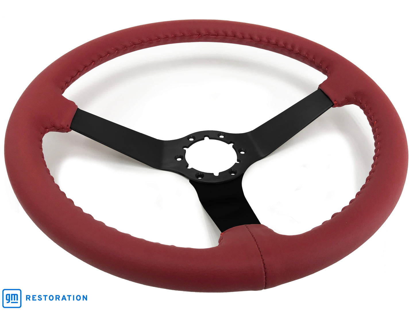 VSW 14" Red Leather Steering Wheel, 6 Bolt Black Step Spoke ST3029RED