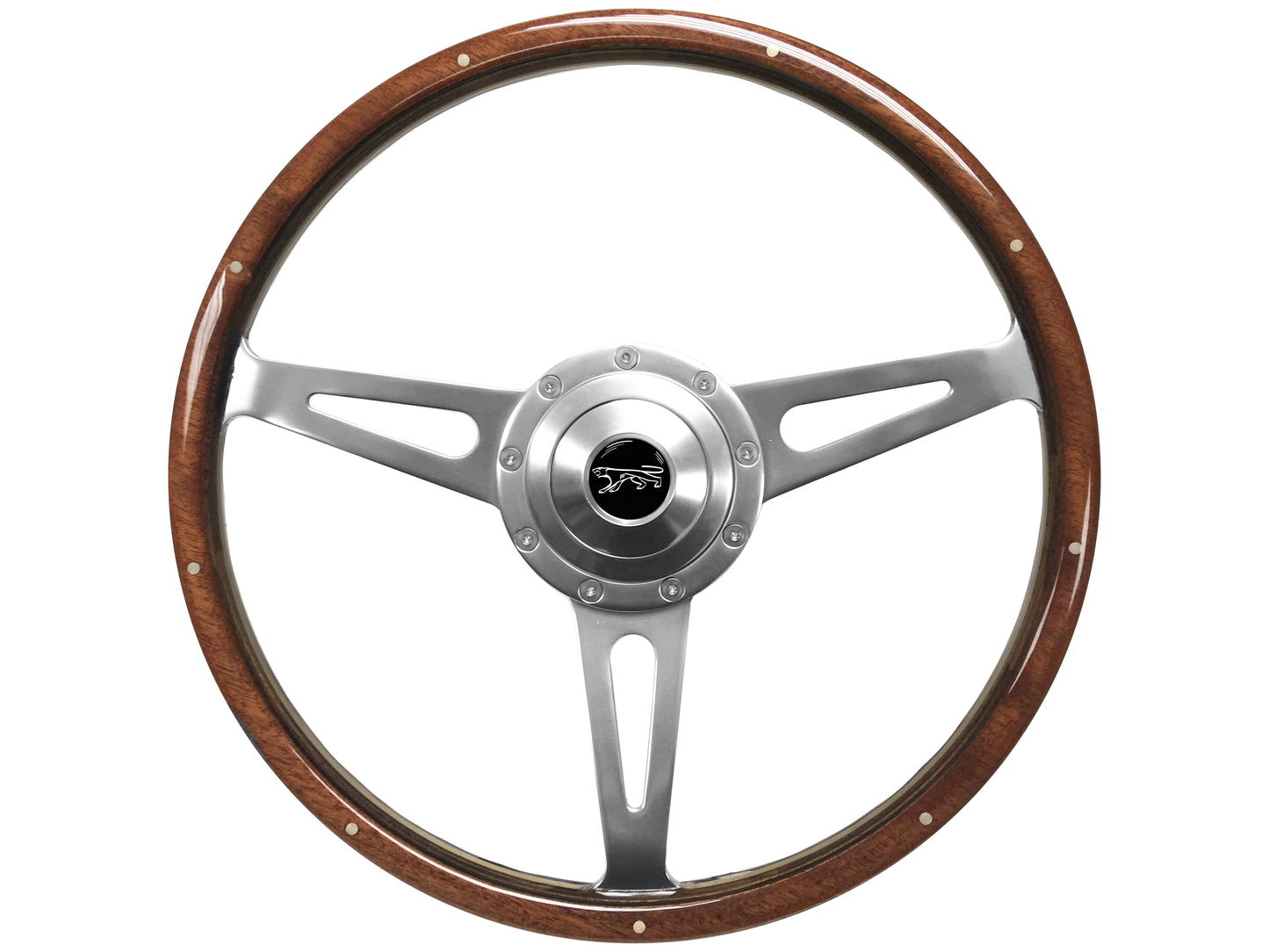 Mercury Cougar 15" Premium Walnut Steering Wheel 9-Bolt, Billet Aluminum