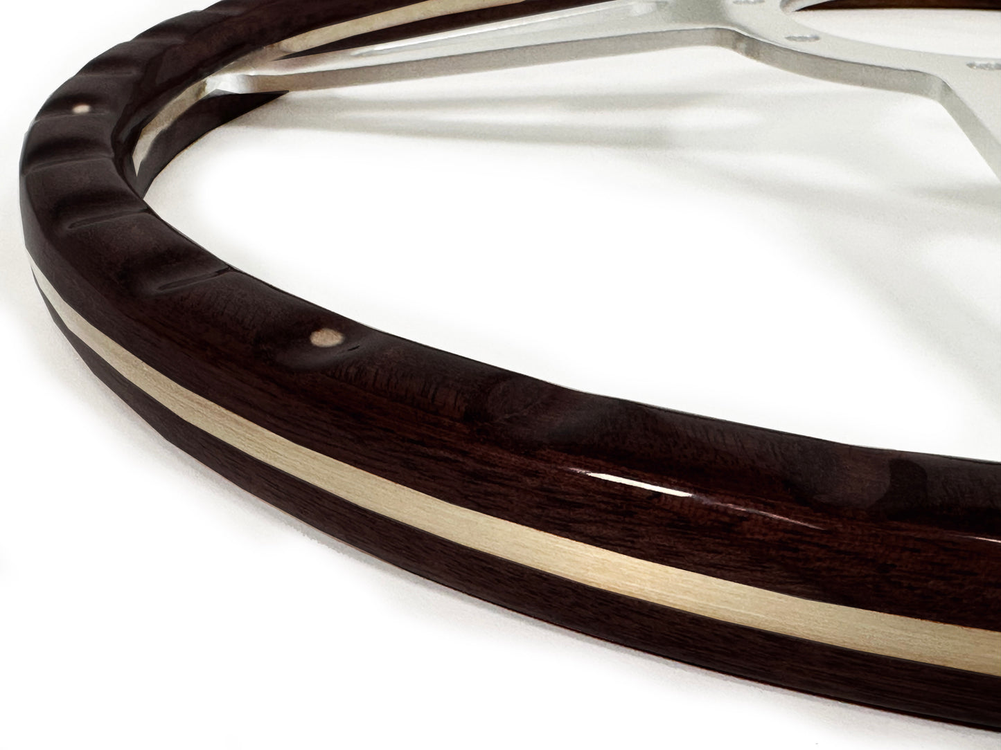 Ford Mustang 15" Espresso Stained Wood Steering Wheel 9-Bolt, Billet Aluminum