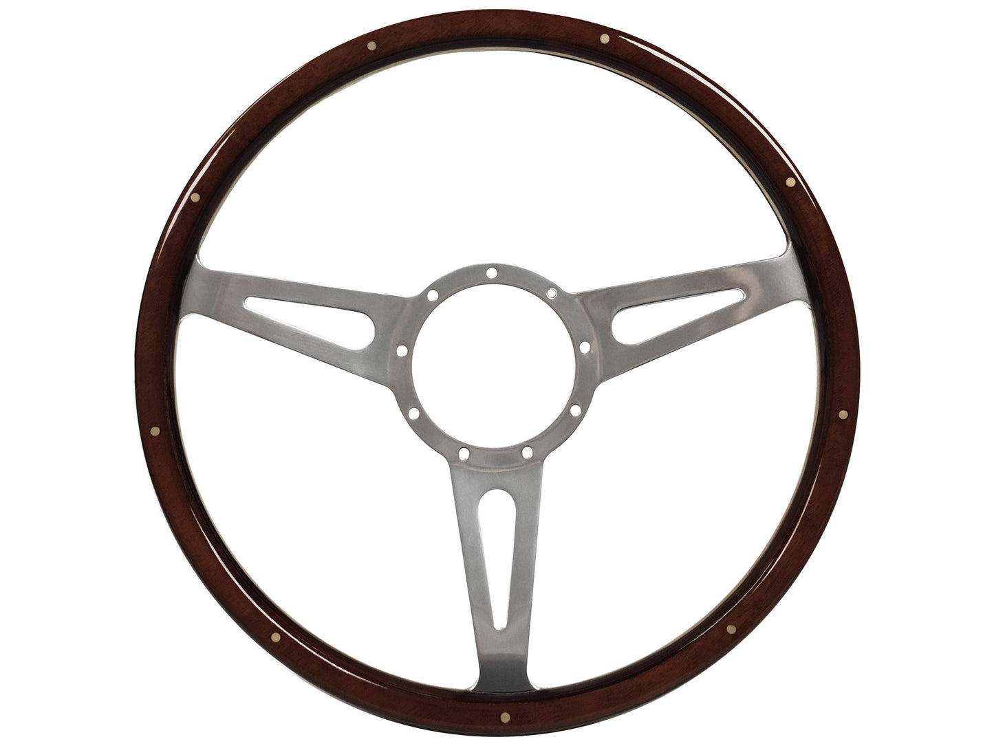 Ford Bronco 15" Espresso Stained Wood Steering Wheel 9-Bolt, Billet Aluminum