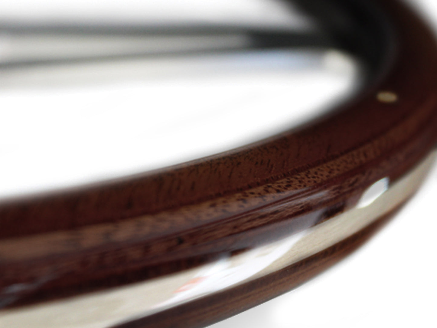 Ford Mustang 15" Espresso Stained Wood Steering Wheel 9-Bolt, Billet Aluminum