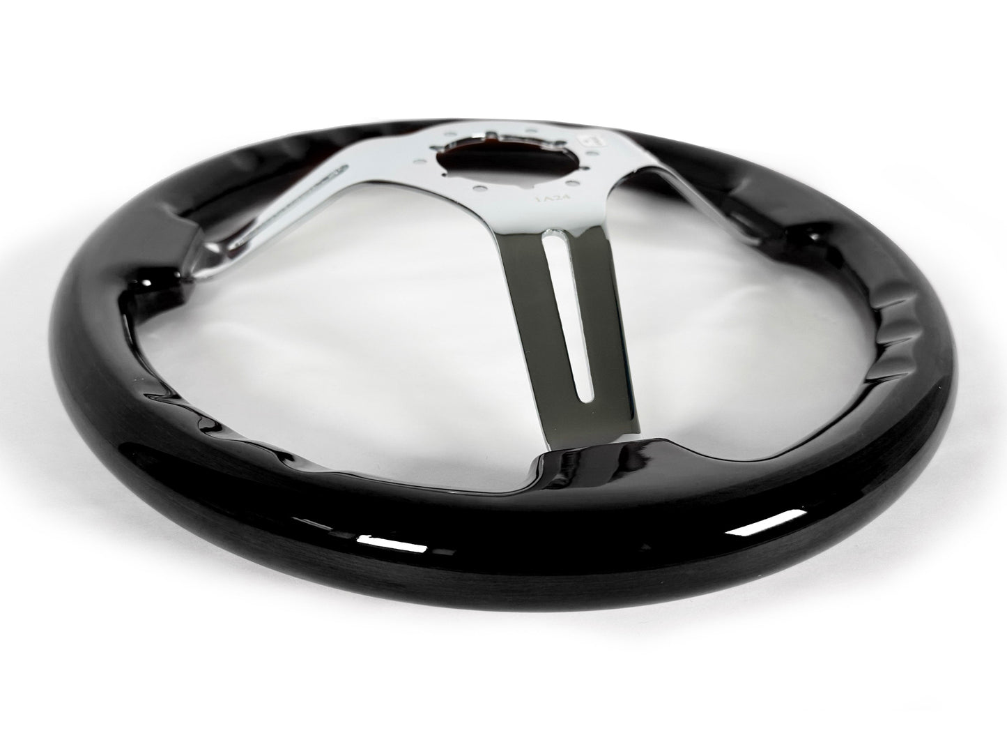 VSW 14" Black Ash Wood Steering Wheel, 6-Bolt Chrome Spokes ST3072