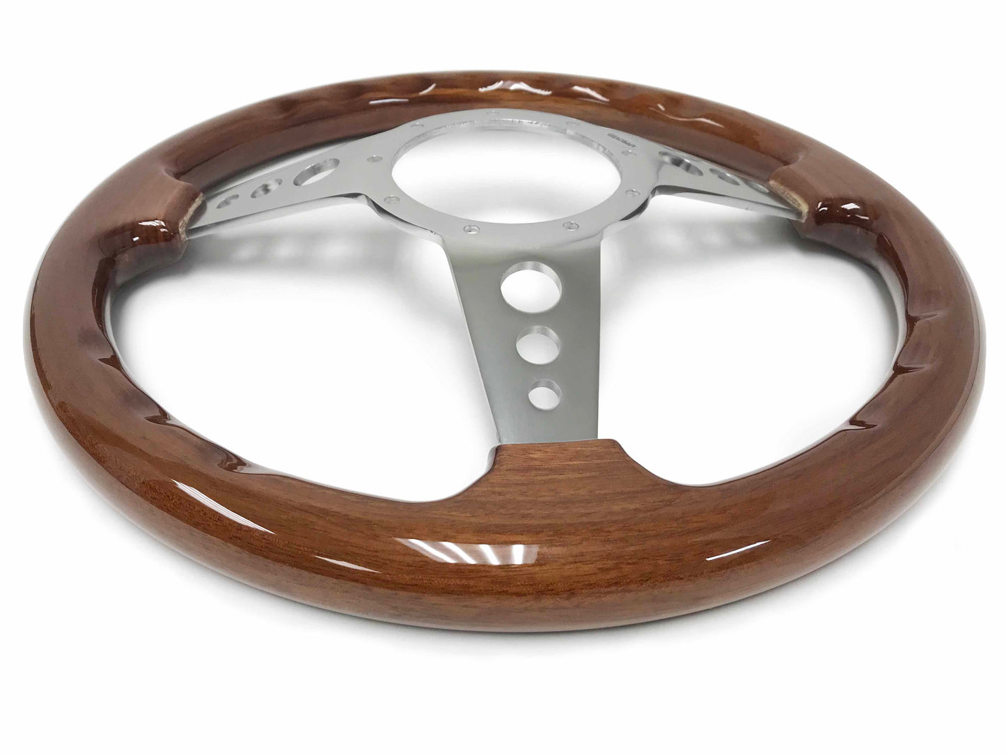 VSW 14" Walnut Wood Steering Wheel, 9-Bolt Billet Aluminum Spokes ST3076