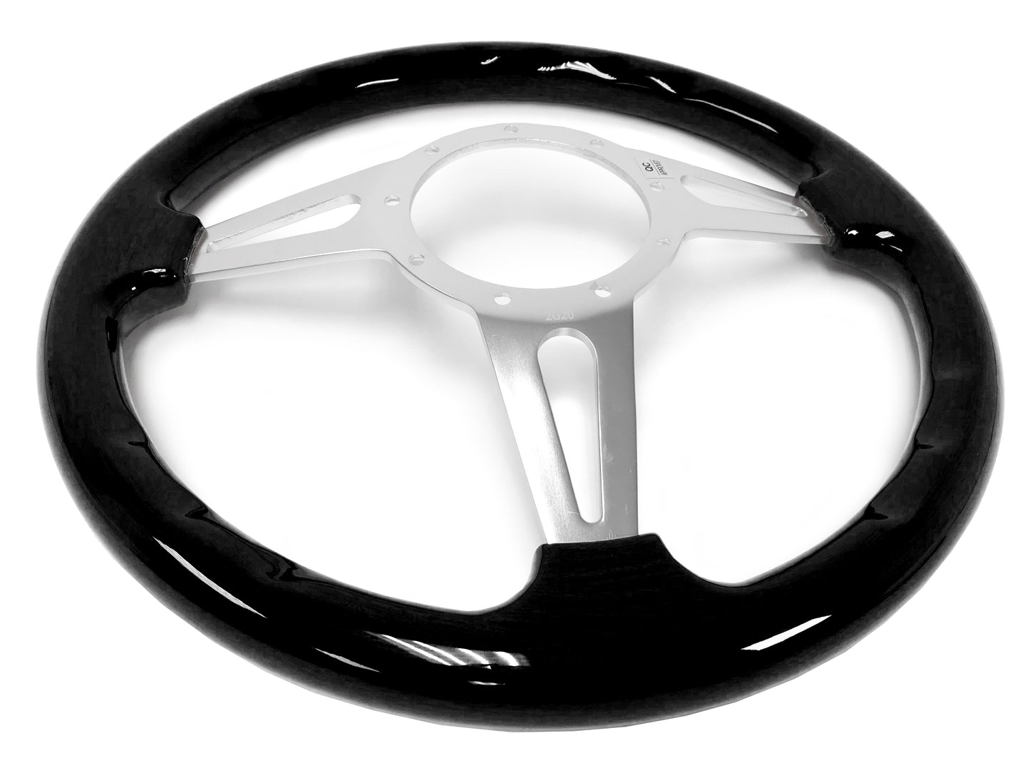 VSW 14" Black Ash Wood Steering Wheel, 9-Bolt Billet Aluminum Spokes ST3077