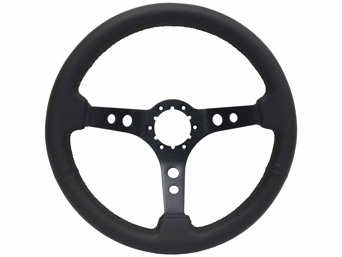 S6 Leather Black Aluminum Holes Steering Wheel