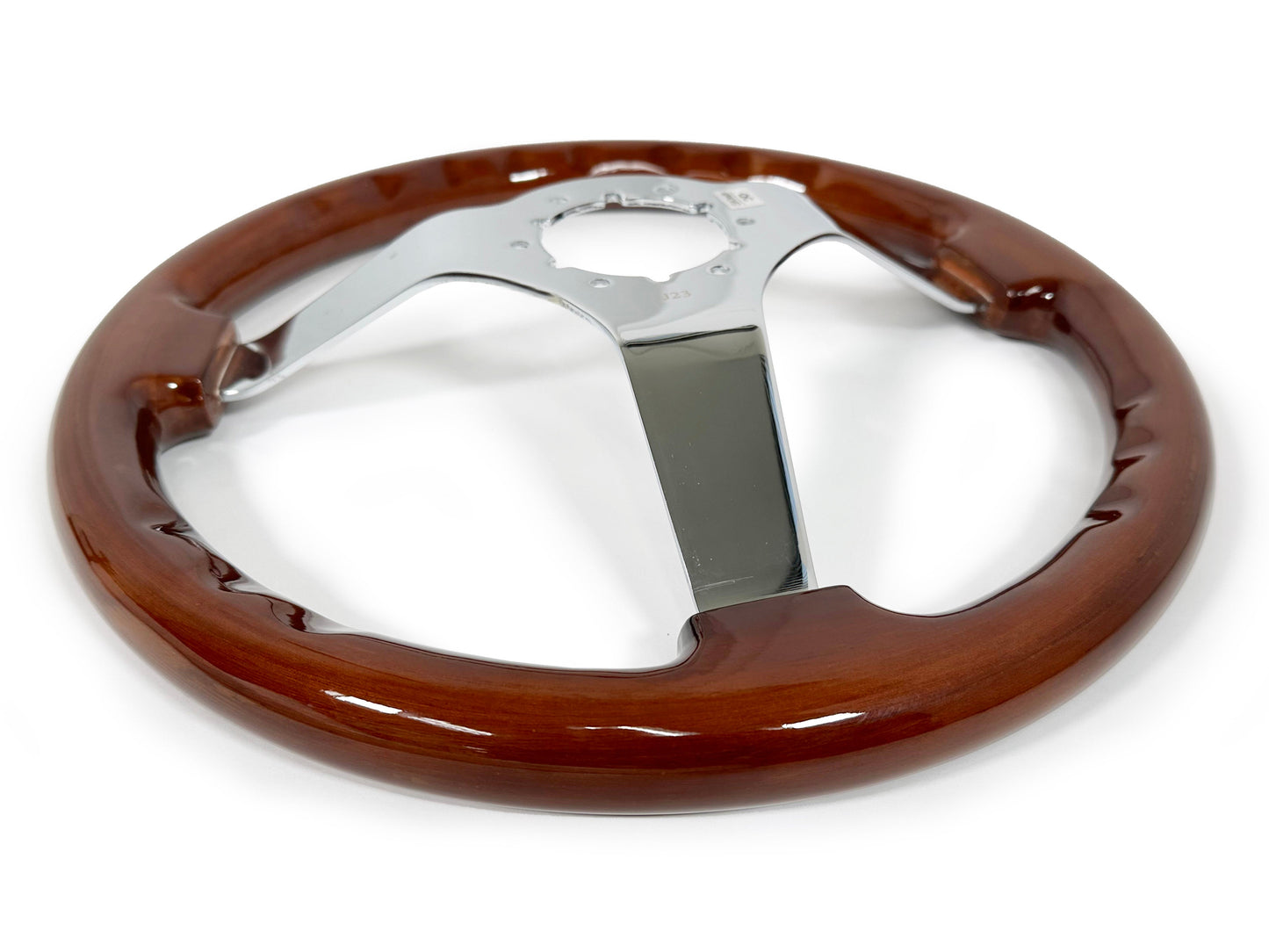 VSW 14" Mahogany Wood Steering Wheel, 6-Bolt Chrome Spokes ST3111