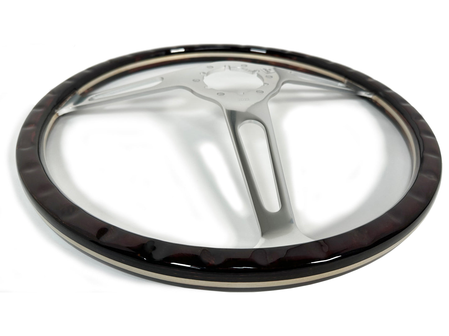 VSW 15” Classic Espresso Wood Steering Wheel, 6-Bolt Billet Aluminum Spokes ST3554A
