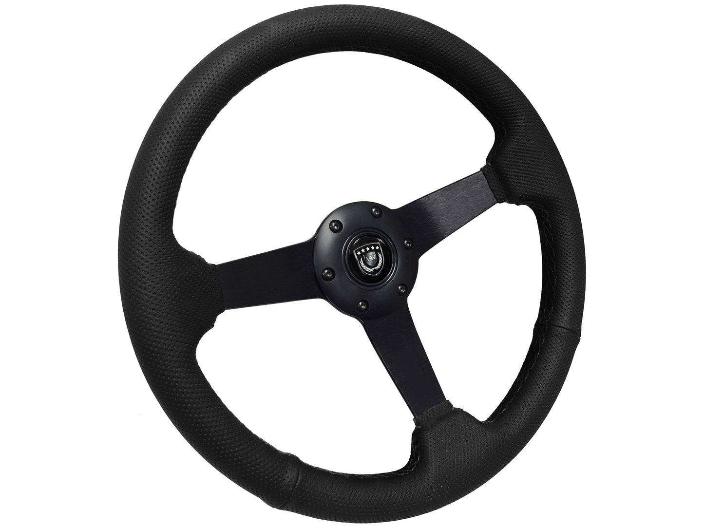 VSW 14" Black Perforated Leather Steering Wheel, 6-Bolt Black Spokes ST3602BLK