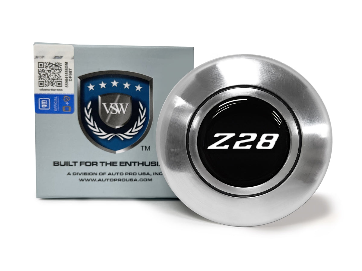 VSW OE Series Camaro White Z28 Silver Steering Wheel Horn Cap