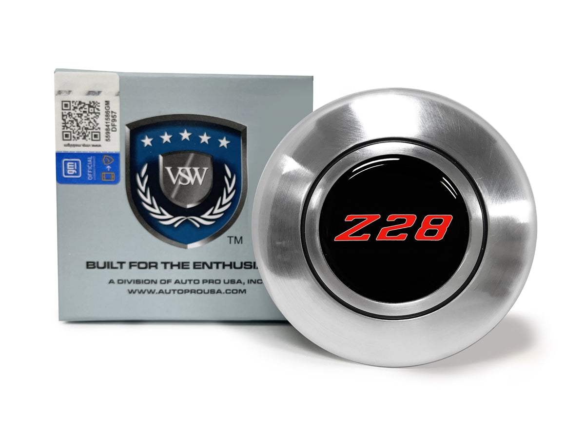 VSW OE Series Camaro Red Z28 Silver Steering Wheel Horn Cap