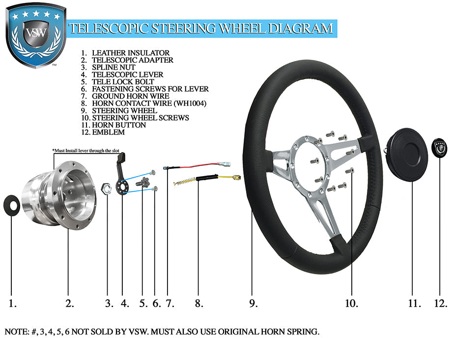GM S6 & S9 Telescopic Steering Wheel Diagram