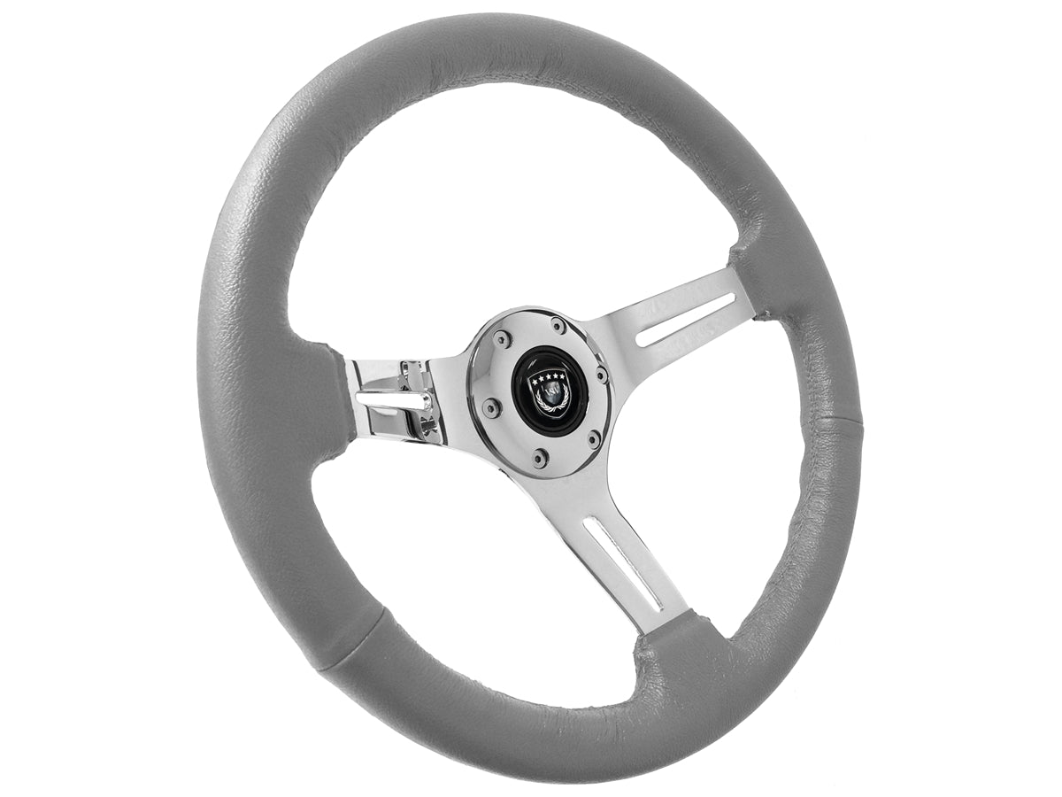 S6 Sport Gray Leather Chrome Steering Wheel