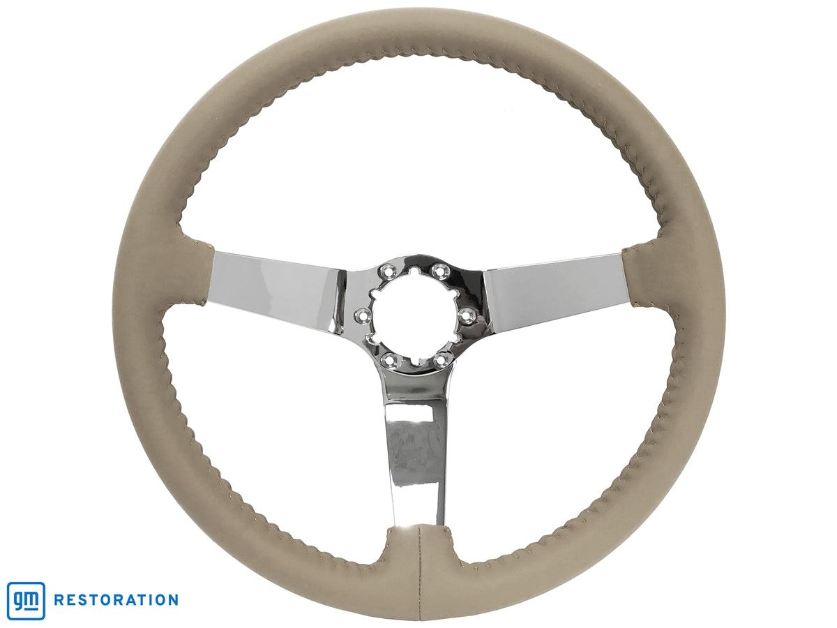 S6 Step Tan Leather Chrome Center Steering Wheel