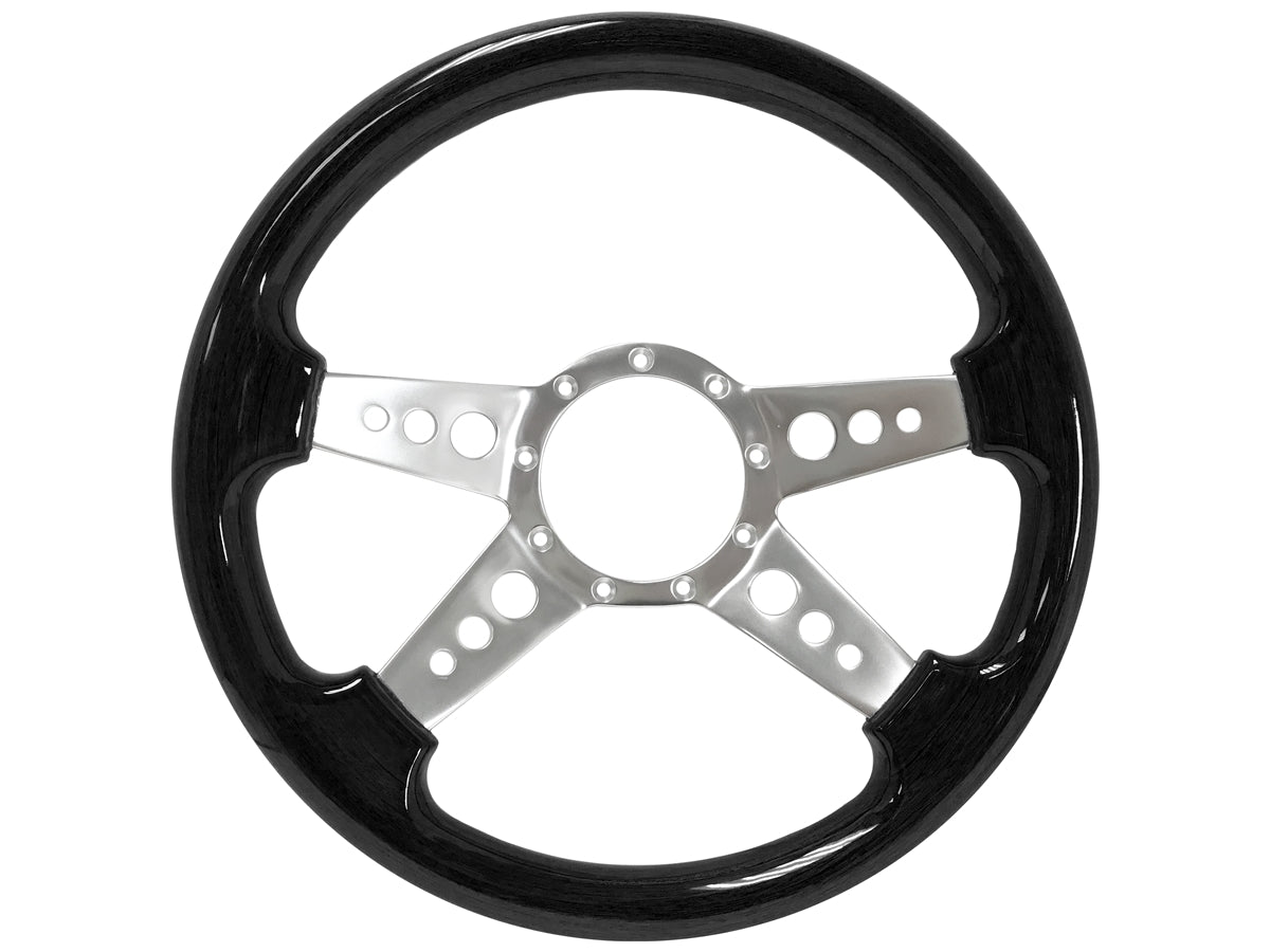 S9 Black Ash Wood, Quad-Spoke Center with Holes
