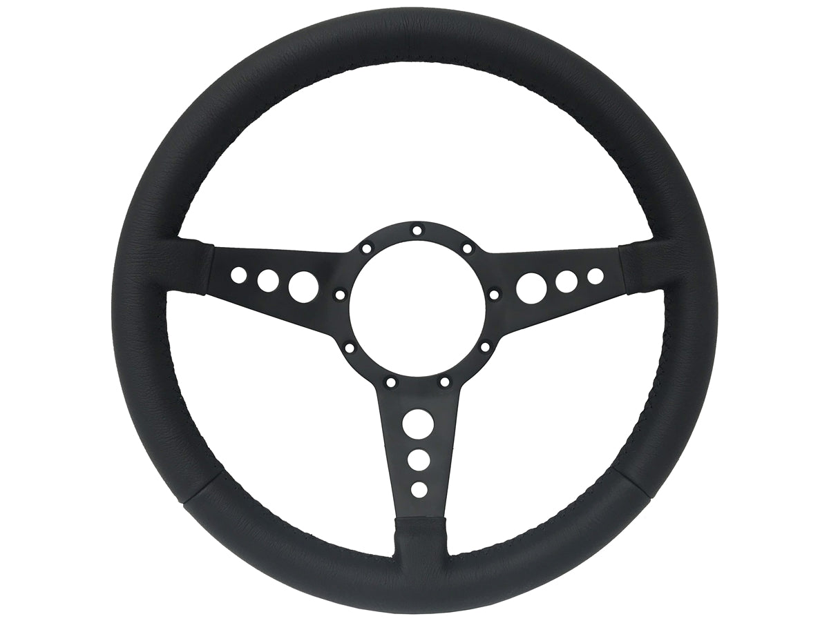S9 Leather, Black Tri-Spoke Center with Holes