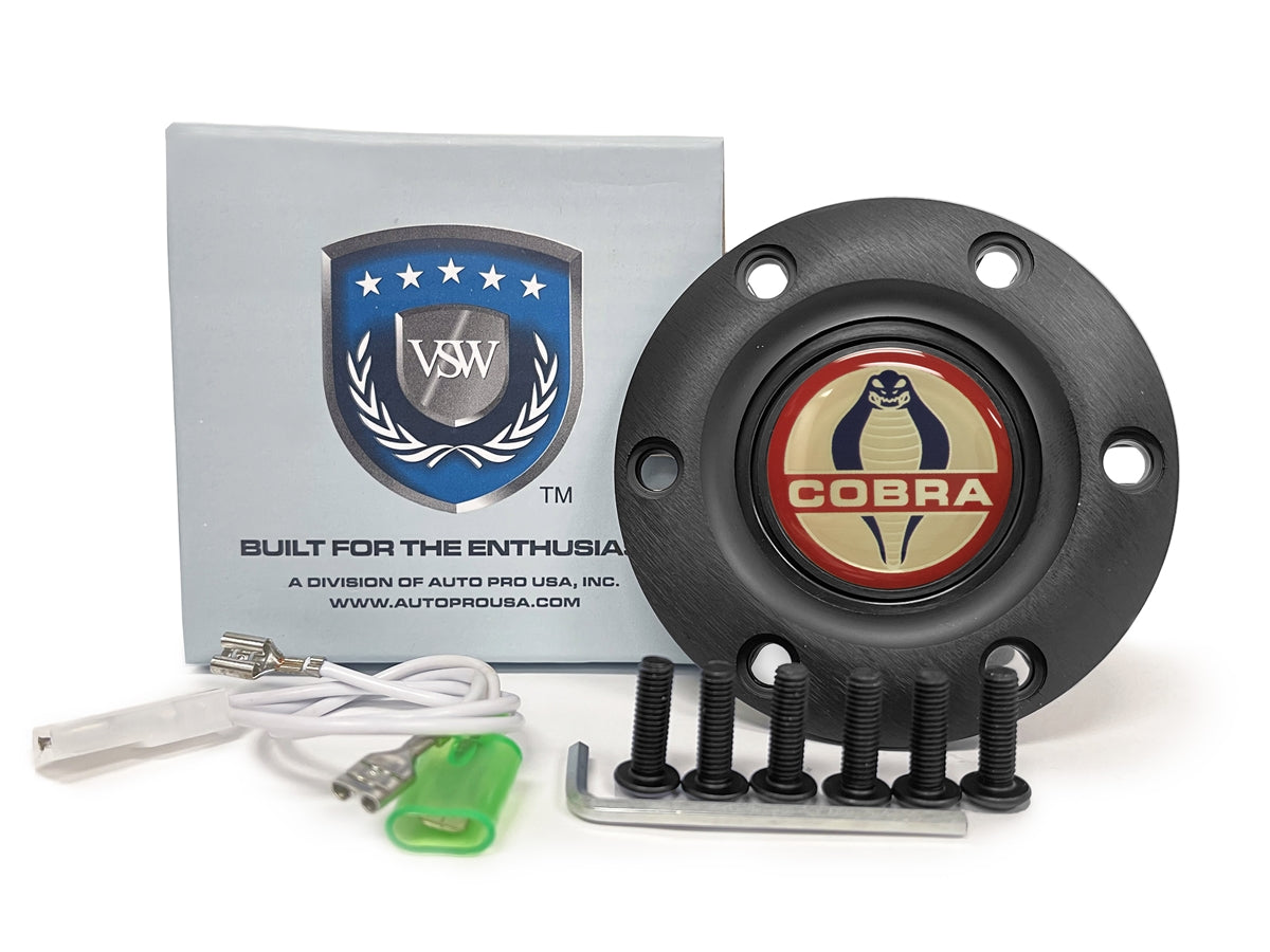 Cobra Black Horn Button 6 Bolt Mustang