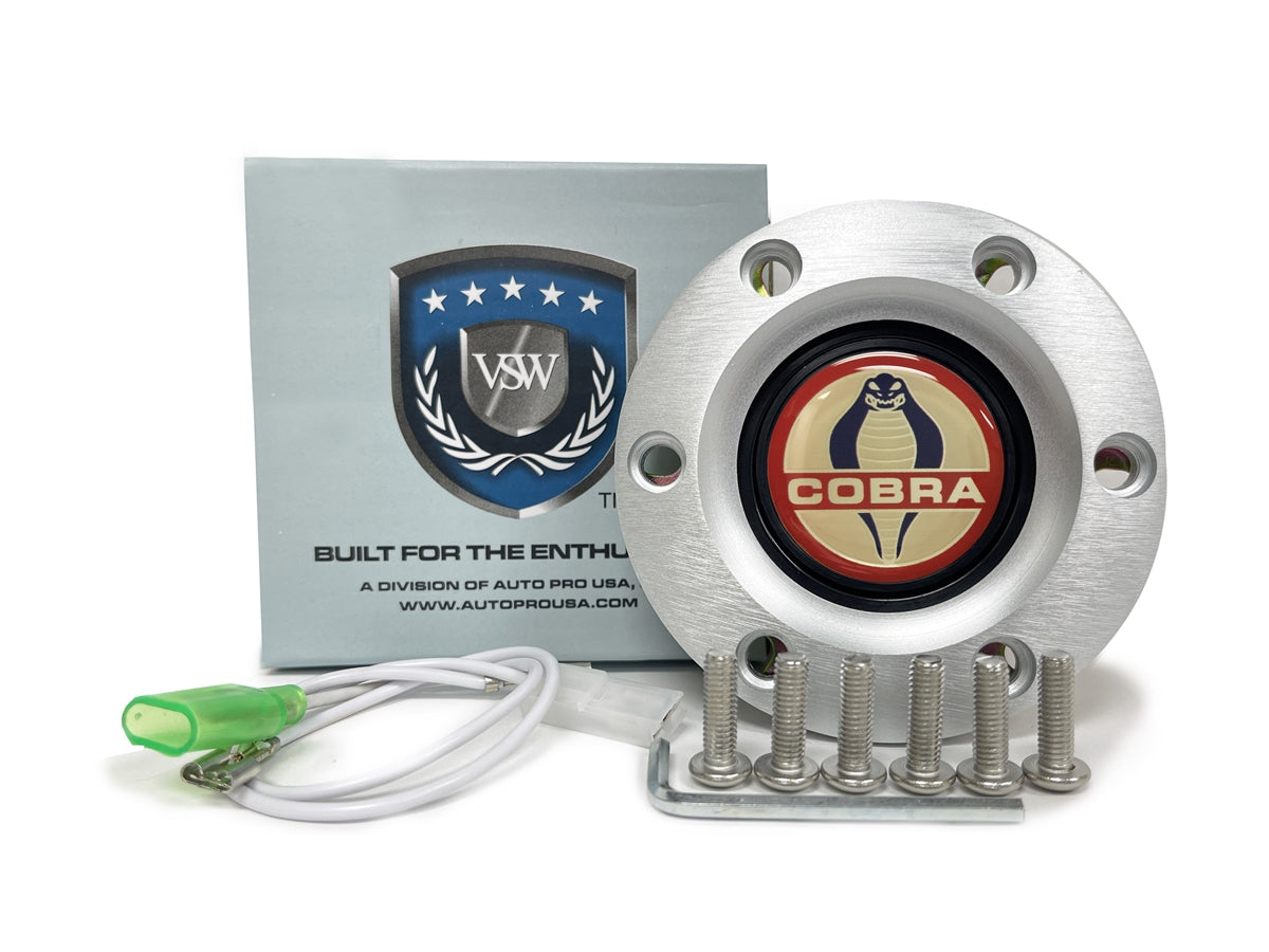 Cobra Brushed Horn Button 6 Bolt Mustang