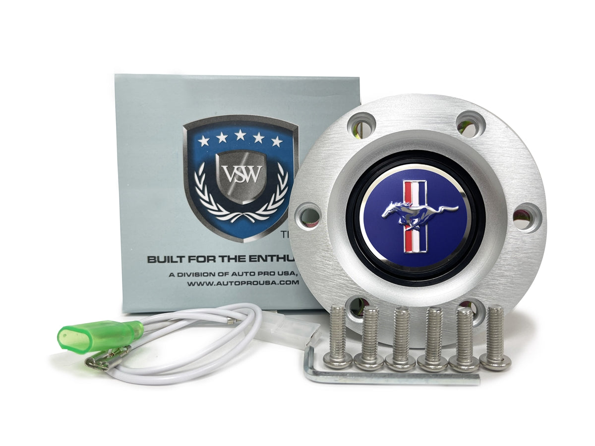 Auto Pro USA Mustang Blue Pony Horn Button 6 Bolt