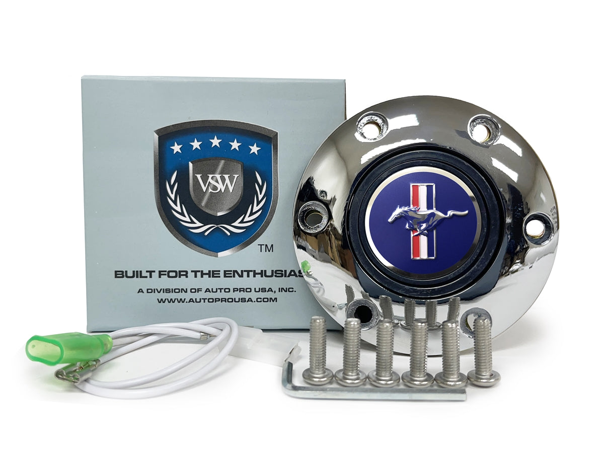 Auto Pro USA Mustang Blue Pony Horn Button 6 Bolt