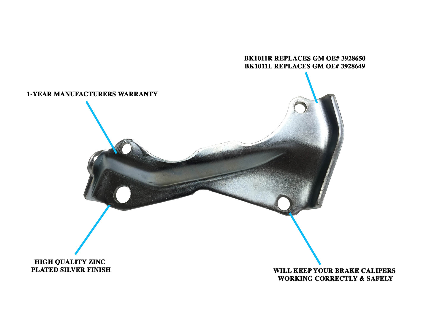1968-1982 C3 Corvette Left Caliper Mounting Bracket, BK1011L replaces OE# 3928649