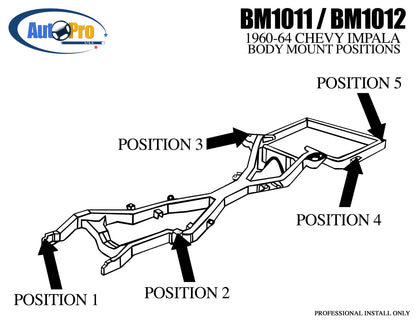 1960-1964 Chevrolet Impala Sedan Body Mount Kit Bushings & Hardware, BM1011KIT