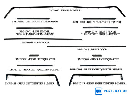 1984-1990 C4 Corvette Right Rear Center Bumper Molding, BMP1011R replaces OE# 14043140