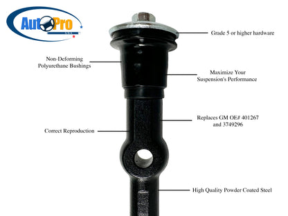 1963-1982 C2 / C3 Corvette Upper Control Arm Shaft Kit with Poly Bushings, CAS1002ASSEM-POLY