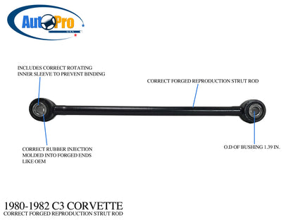 1980-82 C3 Corvette OE Style Strut Rod, SR1003 replaces OE# 14010399