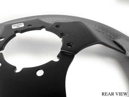 VSW 14" Gray Leather Steering Wheel, 6 Bolt Black Step Spoke ST3029GRY