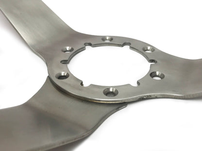 VSW 14" Gray Leather Steering Wheel, 6 Bolt Stainless Steel Step Spoke ST3041GRY