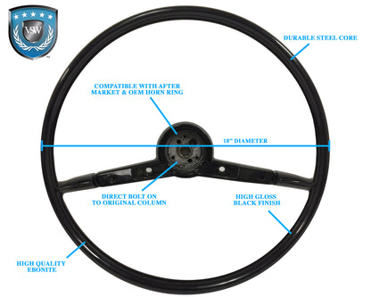 1957 Chevy Bel Air 18" Reproduction Steering Wheel Kit, ST3049KIT