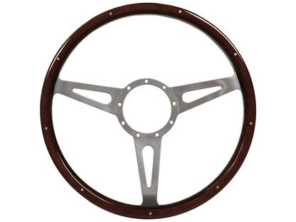 Ford Bronco 15" Espresso Stained Wood Steering Wheel 9-Bolt, Billet Aluminum