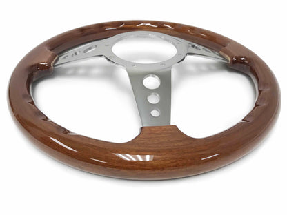 VSW 14" Walnut Wood Steering Wheel, 9-Bolt Billet Aluminum Spokes ST3076