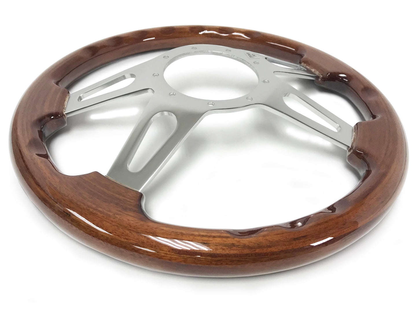 VSW 14" Walnut Wood Steering Wheel, 9-Bolt Billet Aluminum Spokes ST3080