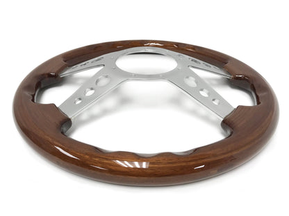 VSW 14" Walnut Wood Steering Wheel, 9-Bolt Billet Aluminum Spokes ST3082