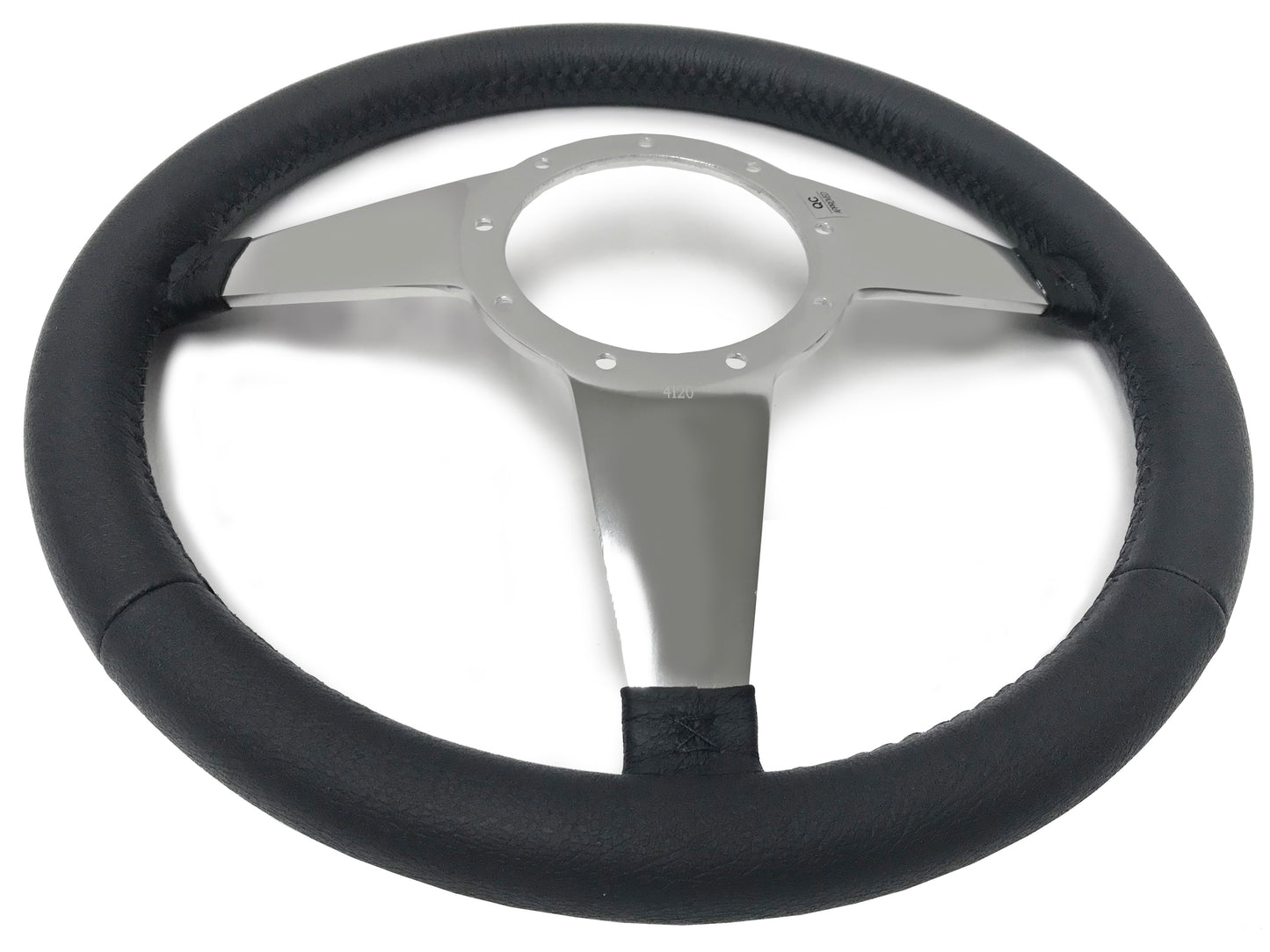 VSW 14" Black Leather Steering Wheel, 9-Bolt Billet Aluminum Spokes ST3087
