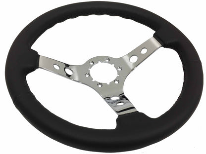 Ford Mustang 14" Black Leather Steering Wheel 6-Bolt, Chrome