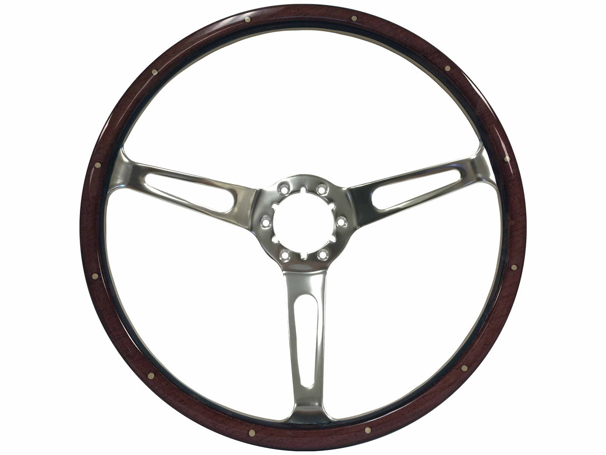 S6 Classic Espresso Wood Riveted Steering Wheel