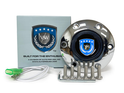 VSW S6 Chrome Horn Button with Blue VSW Emblem