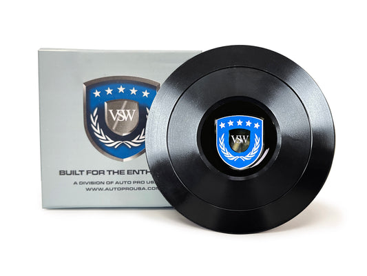 VSW S9 Premium Black Billet Horn Button with Blue VSW Emblem